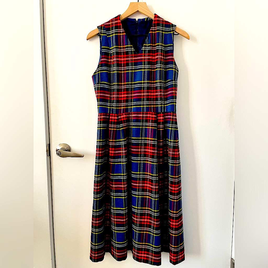 Colorful CustomMade Plaid VintageStyle Winter Dress